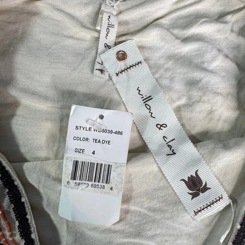 Willow & Clay Anthropologie Women's sz 4 Beaded Mini Skirt Lined Neutral Colors